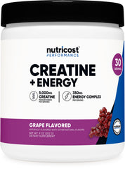 Nutricost Creatine + Energy grape flavor bottle