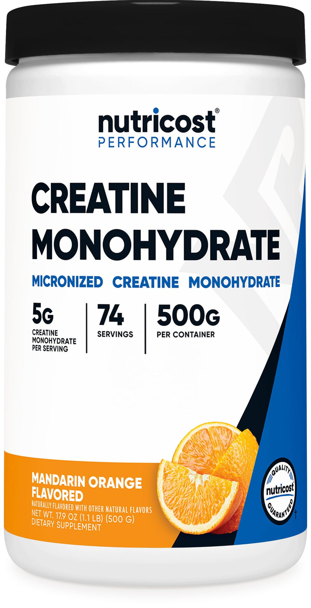 Nutricost Creatine Monohydrate Mandarin Orange 500g tub front