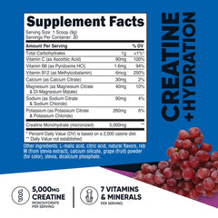 Nutrition label showing 5,000mg creatine per serving