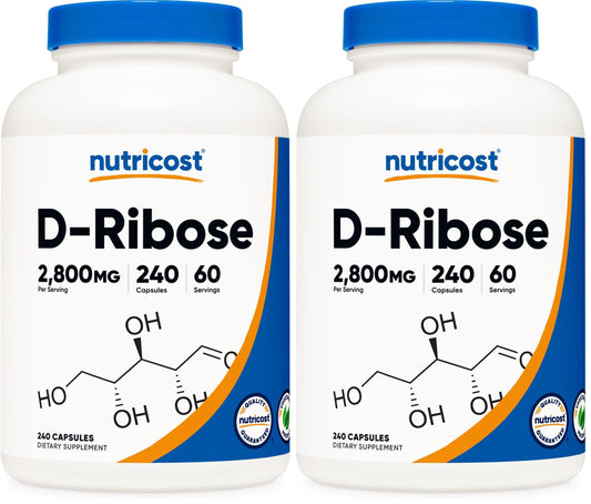Nutricost D-Ribose 700mg per capsule bottle