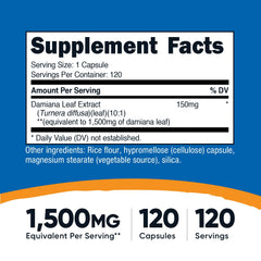 Side view of Nutricost Damiana Leaf Capsules bottle