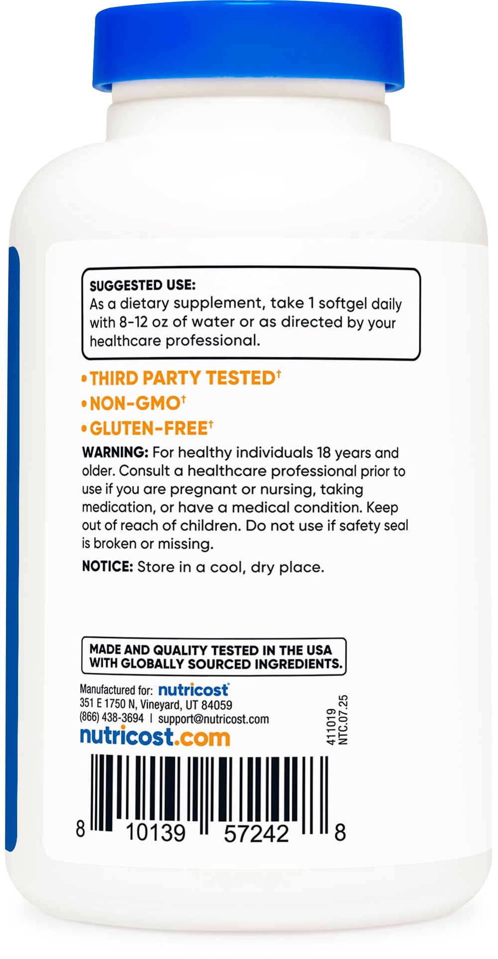 Non-GMO and Vegan icons on Nutricost DGL packaging