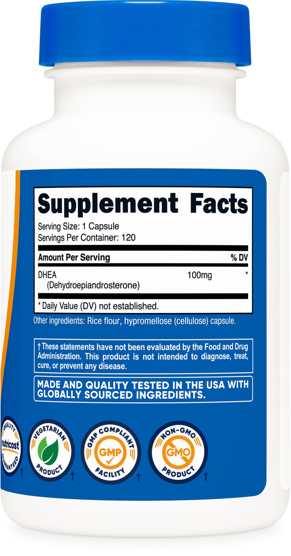 Usage and serving guidance for Nutricost DHEA 100mg 120 capsules