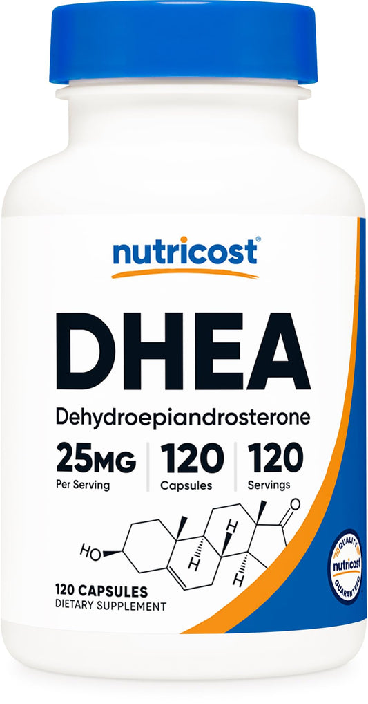 Nutricost DHEA 25mg bottle - 120 capsules