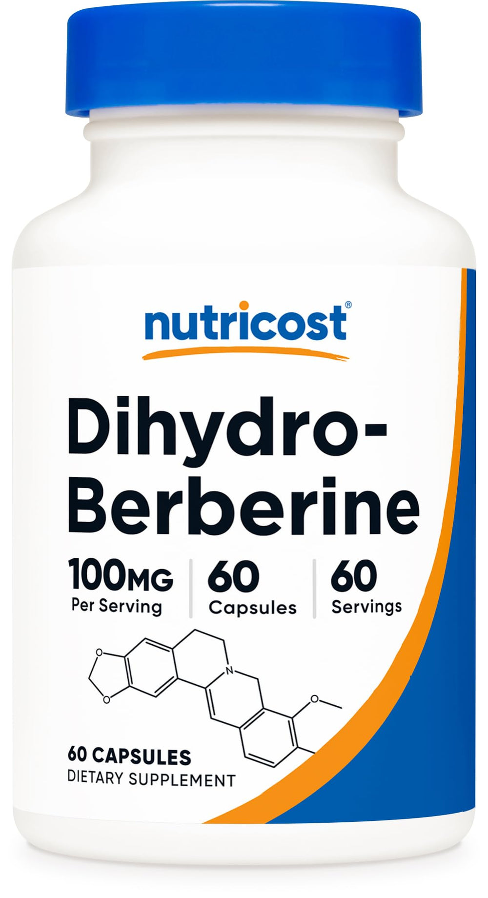 Bottle of Nutricost Dihydroberberine capsules with label