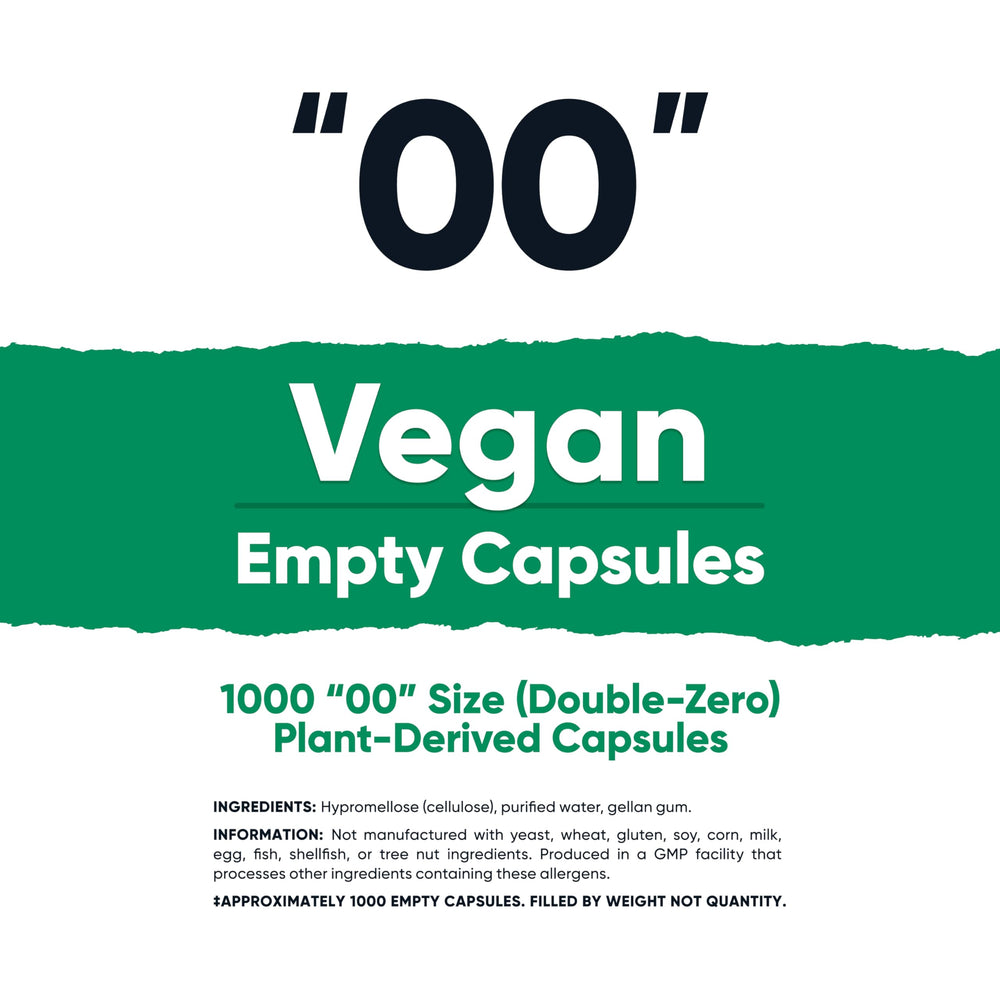 Close-up of clear vegan capsules Size 00