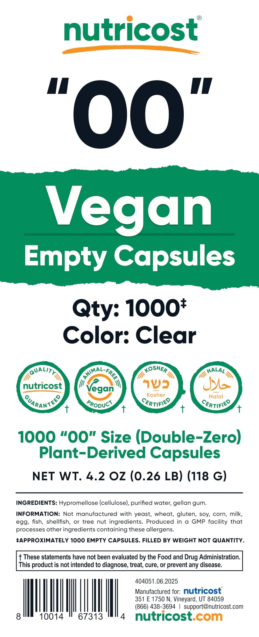 Kosher and Halal certified vegan capsules