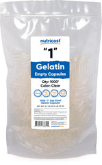Clear gelatin size 1 empty capsule - Nutricost, 1000-count