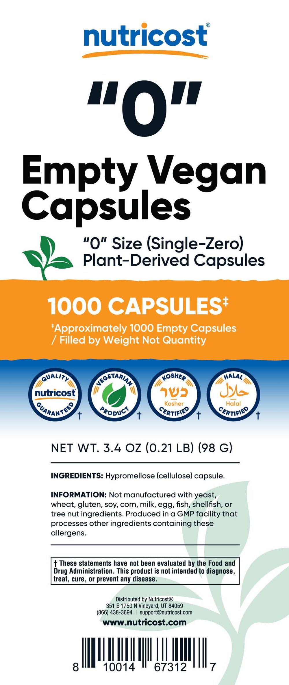 Dual Snap-Ring Locking System on Nutricost Size 0 Empty Capsule
