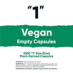 Close-up of vegan empty capsules (size 1) for custom blends