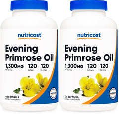 Front label of Nutricost Evening Primrose Oil 1300mg bottle (pack of 2)