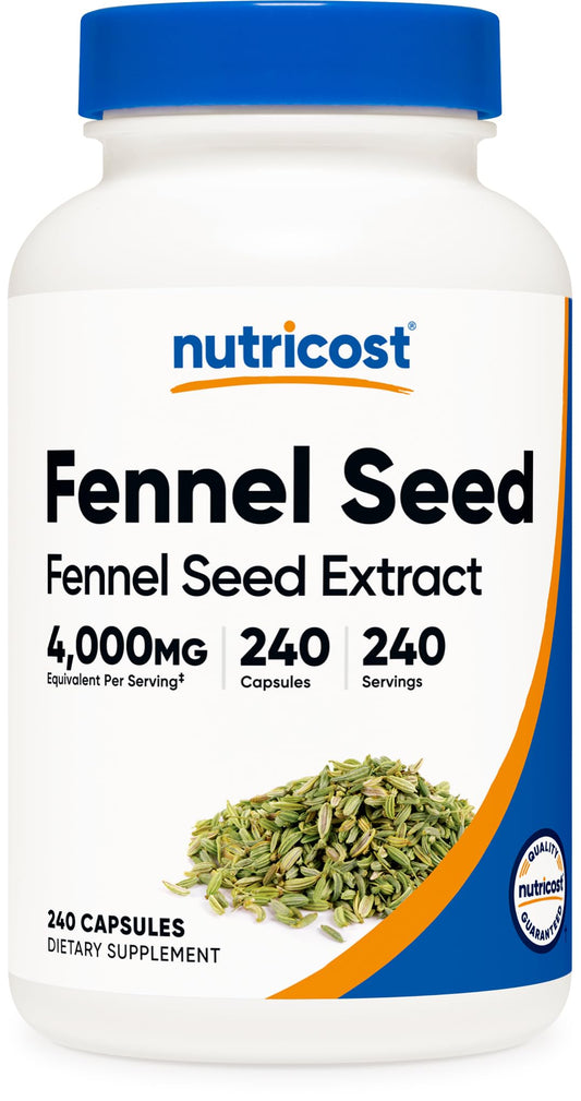 Nutricost fennel seed bottle front label showing 4000 mg equivalent per serving