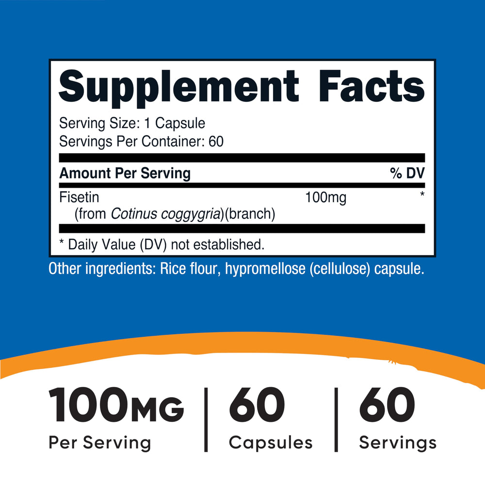 Nutricost Fisetin Capsules 100mg 60-count bottle with label