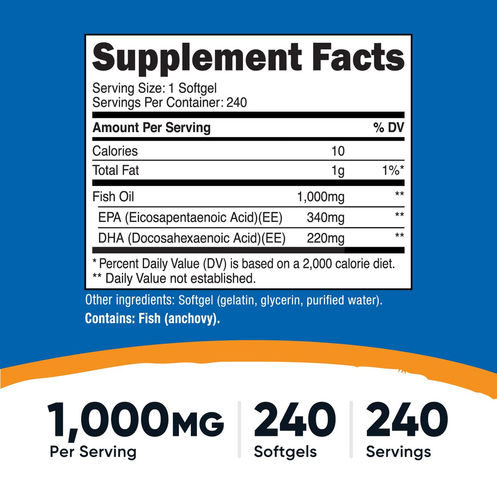 Softgel capsule showing 560mg EPA & DHA per capsule