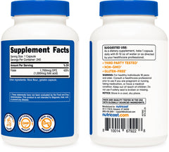 Supplement facts panel image for Nutricost Folic Acid 1000 mcg