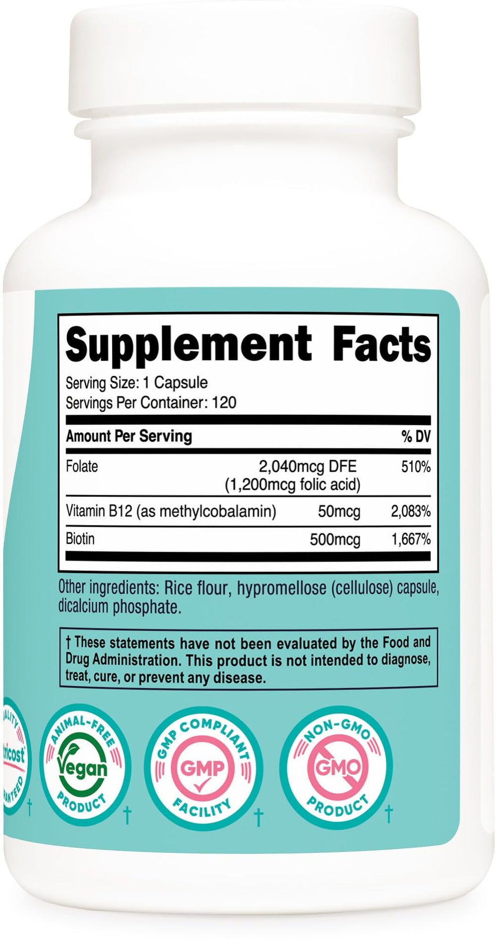 Non-GMO and gluten-free folic acid supplement