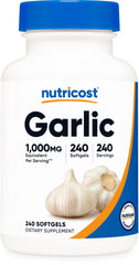 Bottle of Nutricost Garlic 1000mg Odorless Softgels