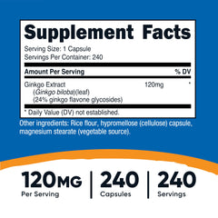 Capsules close-up of Nutricost Ginkgo Biloba 120mg