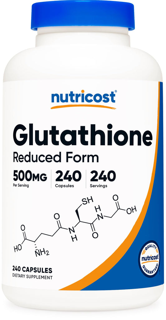 Nutricost Glutathione Capsules 500mg bottle label