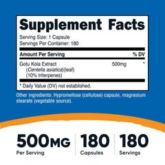 Close-up view of Nutricost Gotu Kola 500 mg capsule
