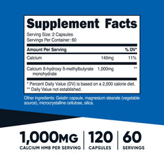 Nutricost HMB bottle back with supplement facts