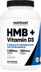 Nutricost HMB 1500mg and Vitamin D3 bottle label