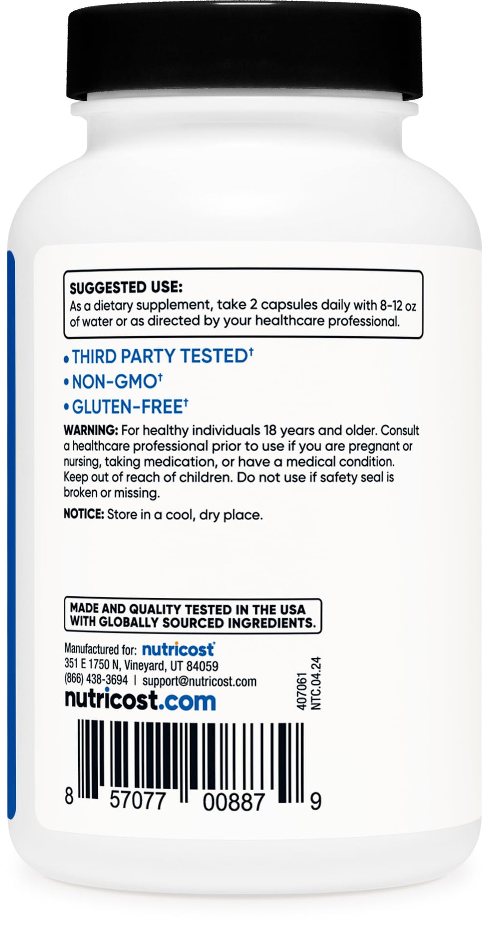 HMB ingredients: gluten free and non-GMO