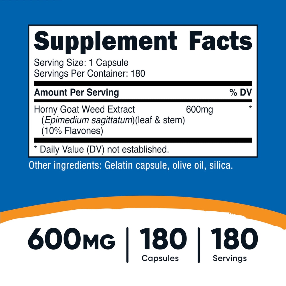 Nutricost Horny Goat Weed Epimedium bottle and capsules