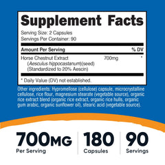 Close-up of Nutricost 700 mg horse chestnut extract capsules pack
