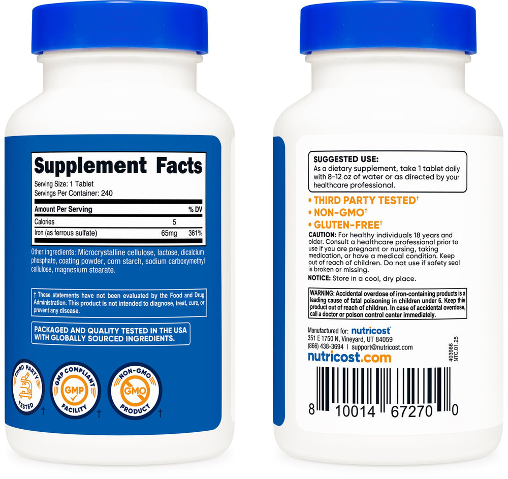 Serving size information: 1 tablet equals full serving