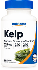 Nutricost Kelp Tablets bottle label - 325mcg iodine per tablet