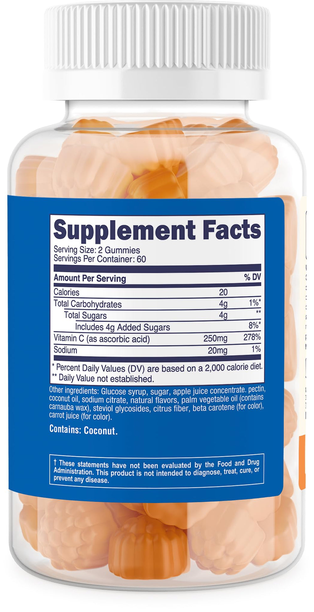 Nutrition facts panel for Nutricost Kids Vitamin C Gummies