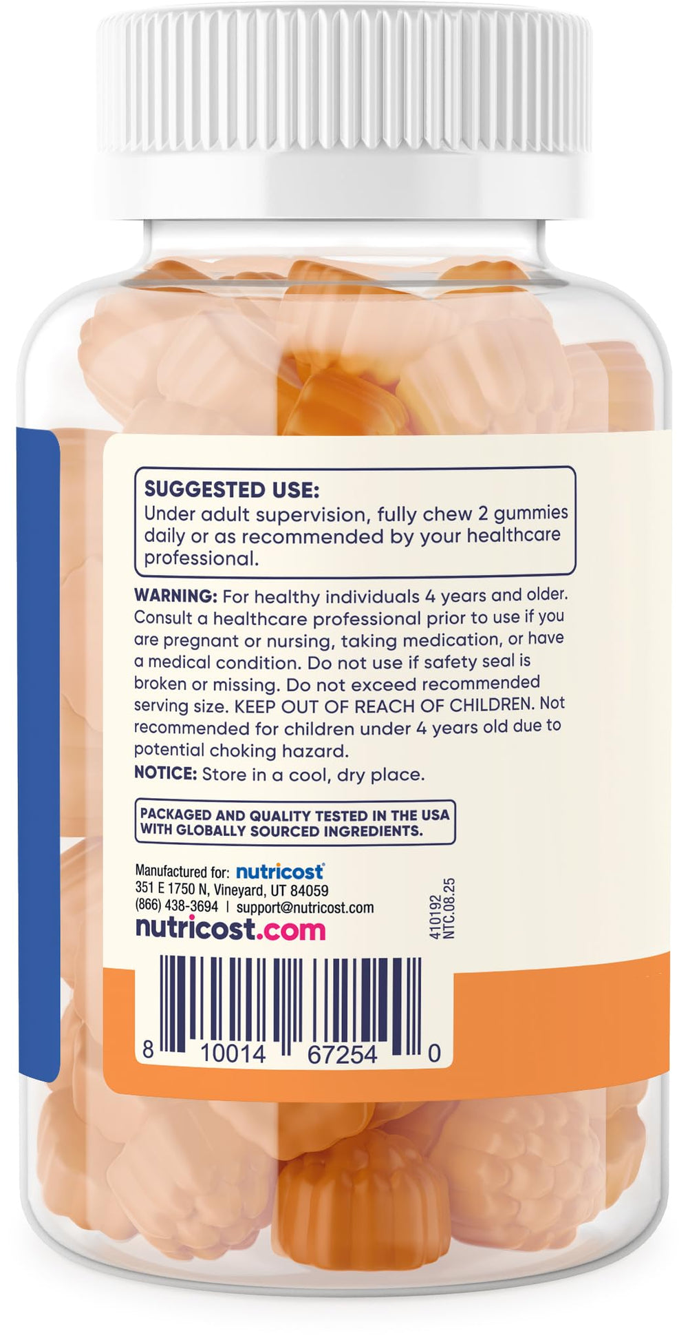Packaging and bottle for Nutricost Kids Vitamin C Gummies