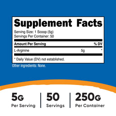 Nutricost L-Arginine ingredients label