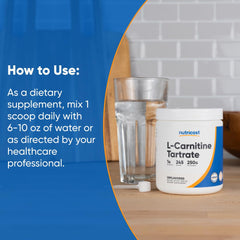 Close-up of white L-Carnitine Tartrate powder texture