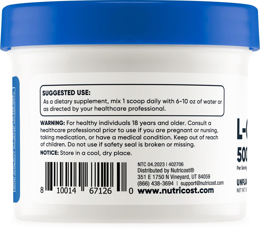 Included scoop showing 500mg serving of L-Carnosine powder