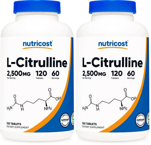 Nutricost L-Citrulline 2500mg per serving bottle and pack of 2