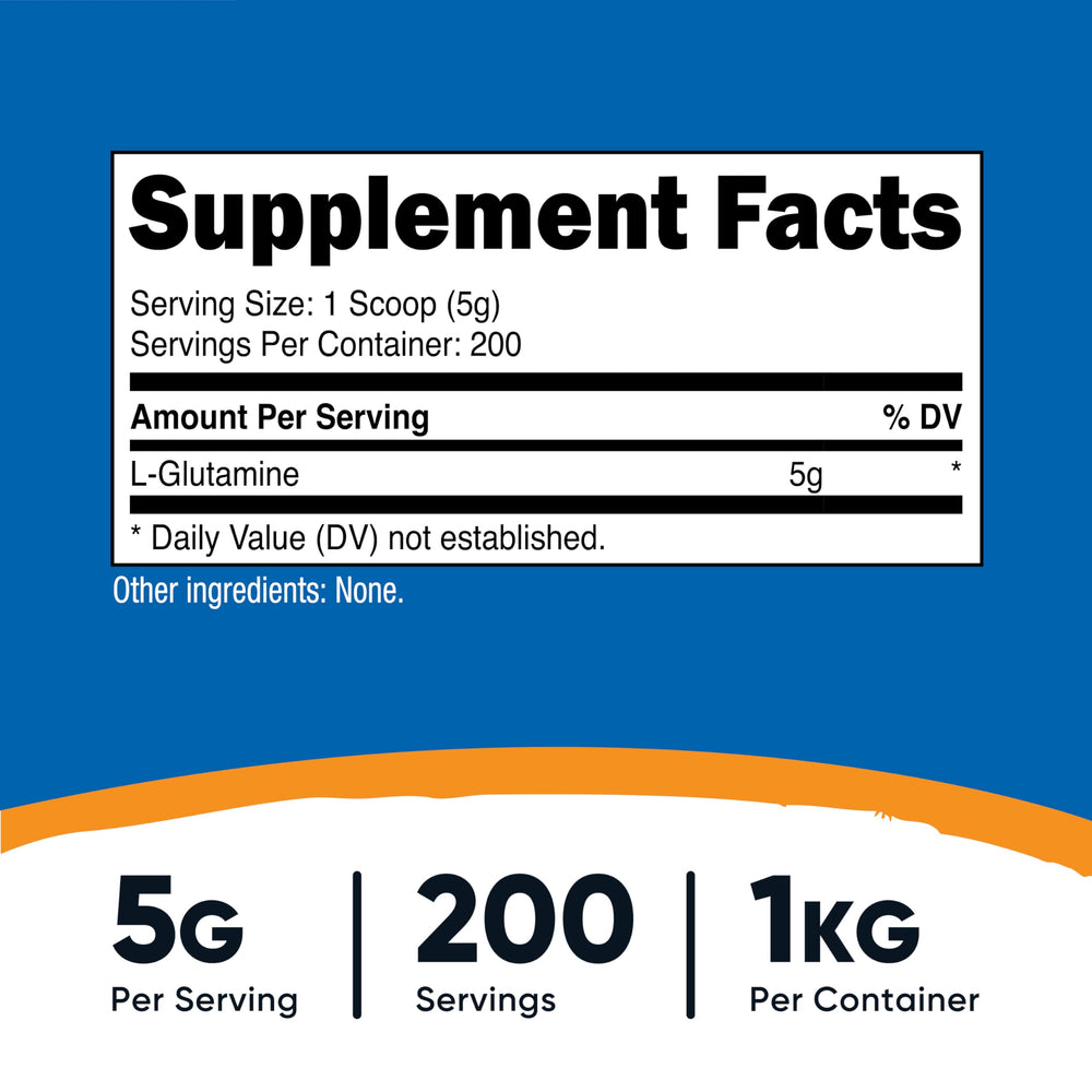 Nutricost L-Glutamine Powder 1 kg container - back view