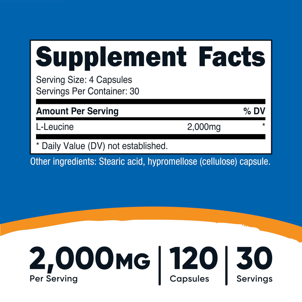 L-Leucine capsules 120-count per bottle - 30 servings