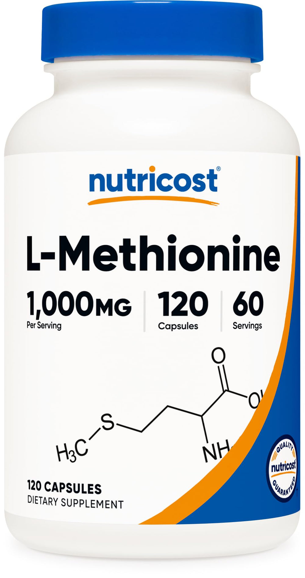 Nutricost L-Methionine 1000 mg bottle with 120 capsules
