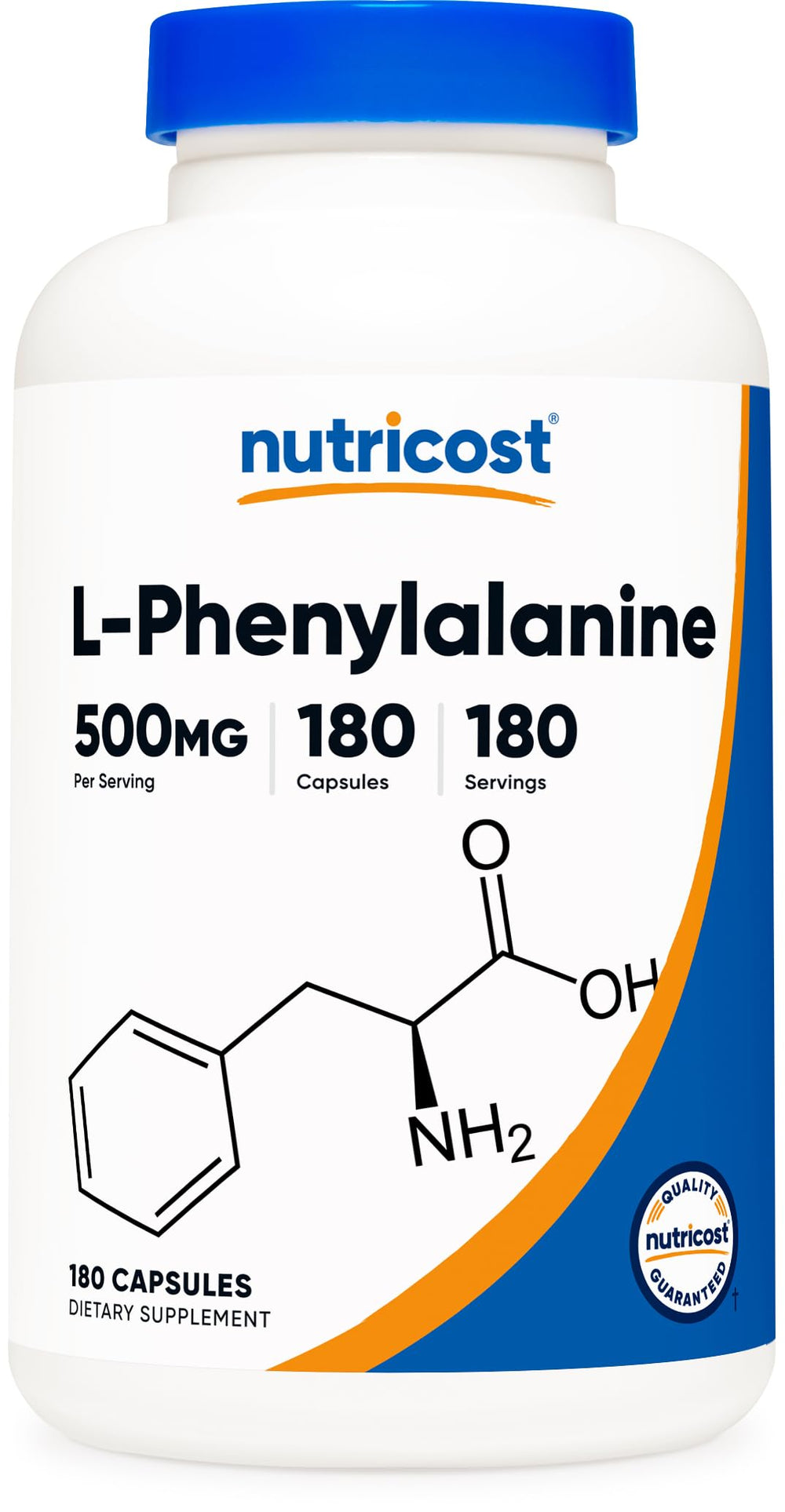 Nutricost L-Phenylalanine 500mg bottle – front view