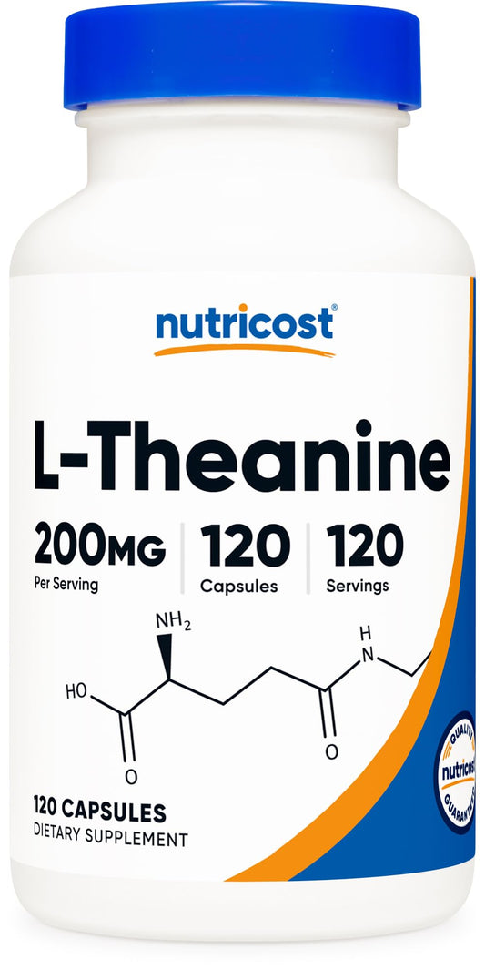 Nutricost L-Theanine 200mg bottle - front view