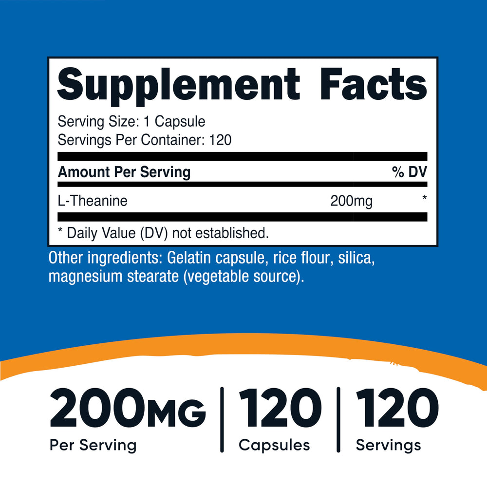 Serving size of Nutricost L-Theanine 200mg - 120 capsules per bottle