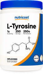 Front view of Nutricost L-Tyrosine powder 250g container
