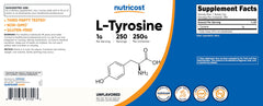 Gluten Free and Non-GMO indication for Nutricost L-Tyrosine