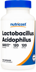Nutricost Lactobacillus Acidophilus bottle label – 120 capsules