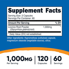 Close-up of Nutricost Licorice Root label showing 500mg per capsule
