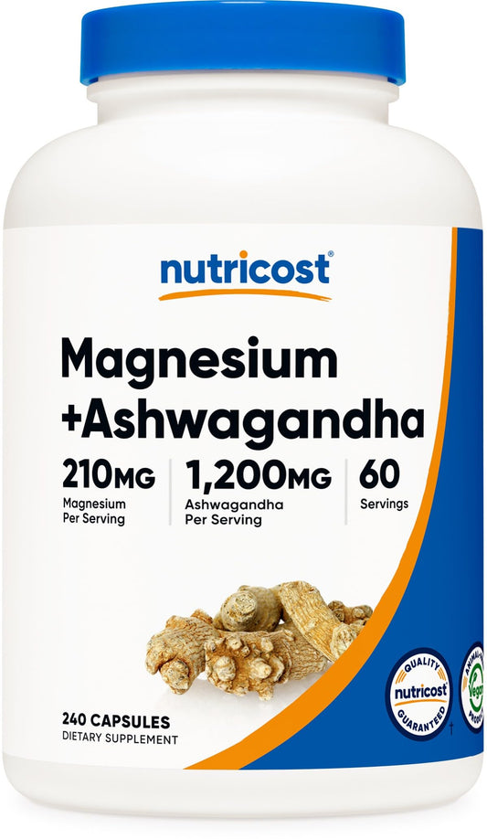 Nutricost Magnesium + Ashwagandha bottle front label