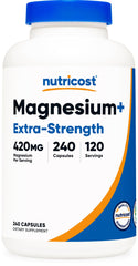 Nutricost Magnesium+ Extra Strength bottle with label - 240 capsules