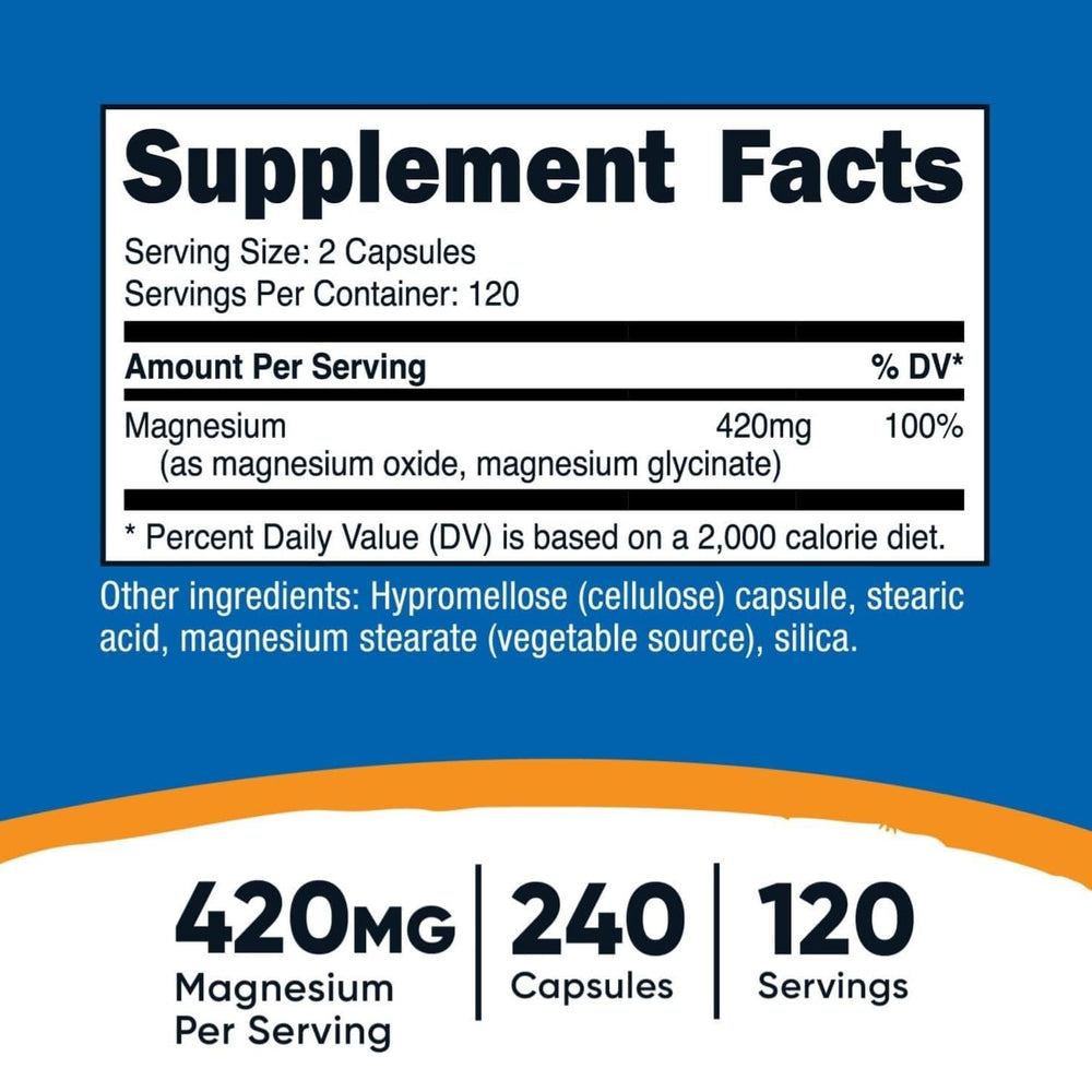 Front view of Nutricost Magnesium+ Extra Strength bottle